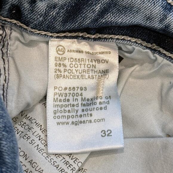 AG Jeans Womens Size 32 Farrah Mid Rise Crop Bootcut Blue Denim Frayed‎ Hem NEW - Picture 9 of 16